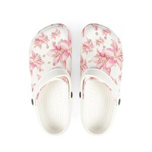 Pink Flower Crocs style Clogs